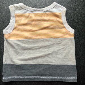 2T Striped Orange and Gray Boys Tank Top